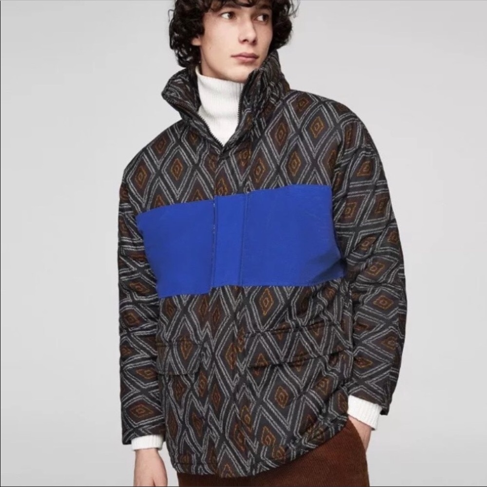Zara Patterned Puffer Jacket